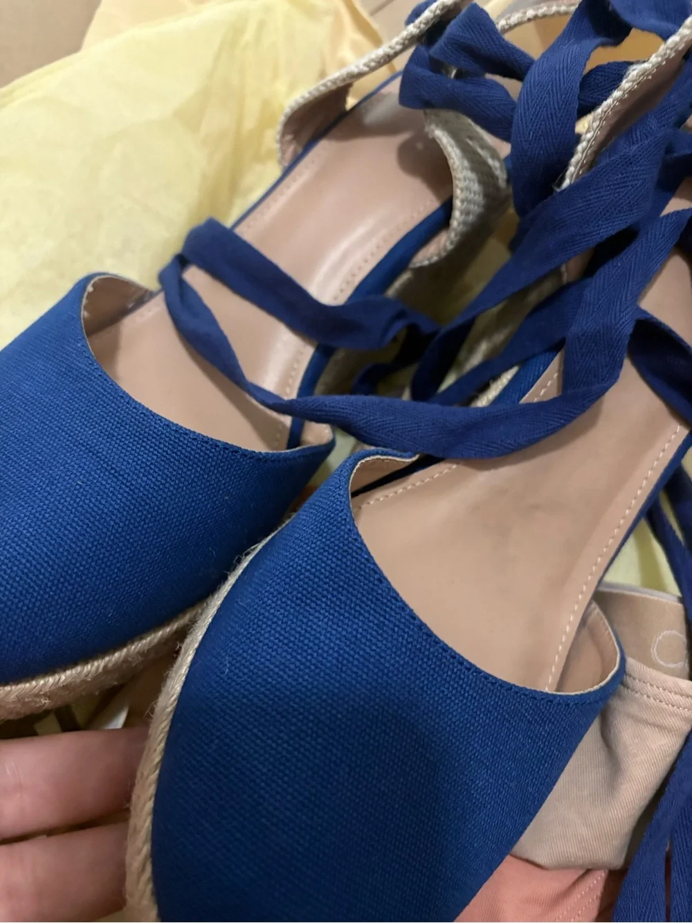 Blue Lace-Up Women's Flats
